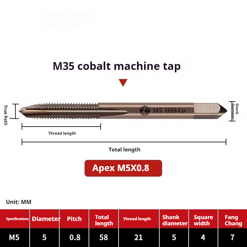 2117-M35 cobalt-containing tip tap, stainless steel special tapping screw tip machine tap M3M4M5M6M8 Shandong Denso Pricision Tools Co.,Ltd.